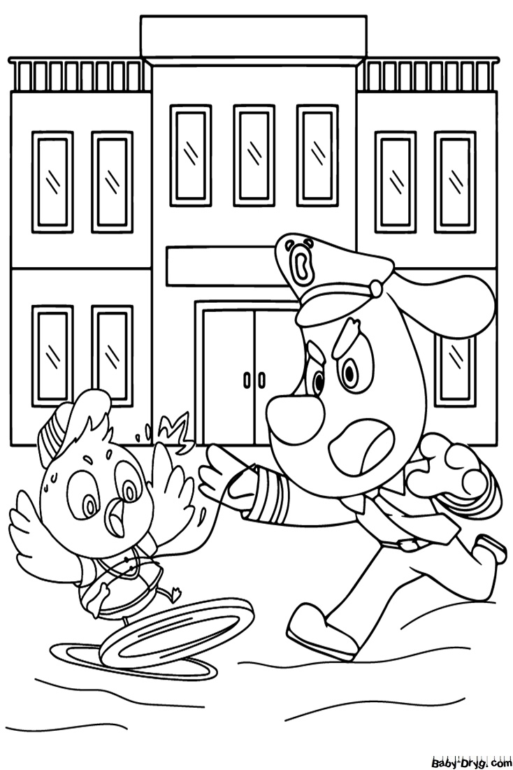 Sheriff Labrador and Criminals Coloring Page | Coloring Sheriff Labrador