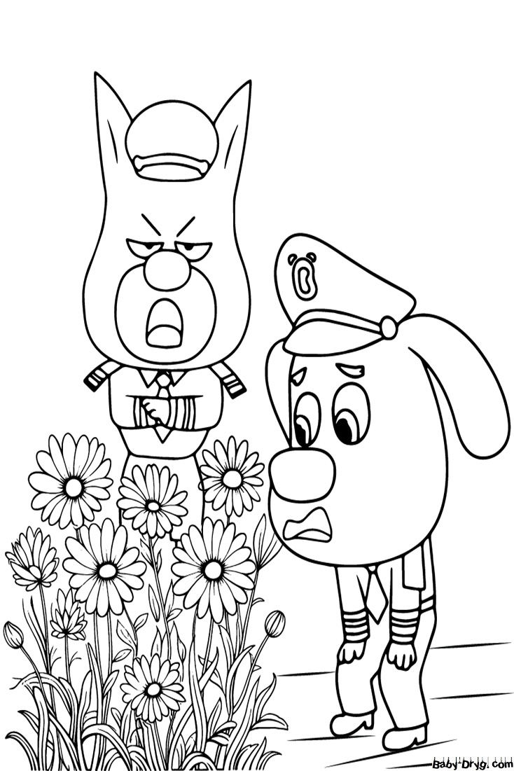 Sheriff Labrador and Daisy Coloring Page | Coloring Sheriff Labrador