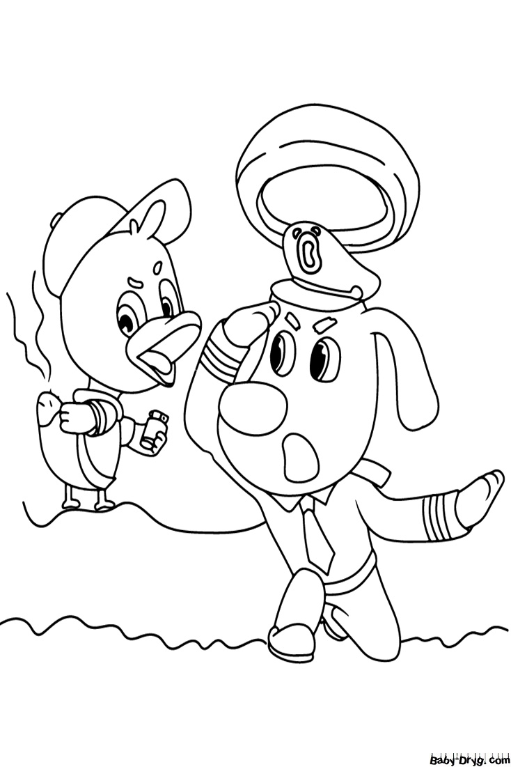 Sheriff Labrador and Suspects Coloring Page | Coloring Sheriff Labrador