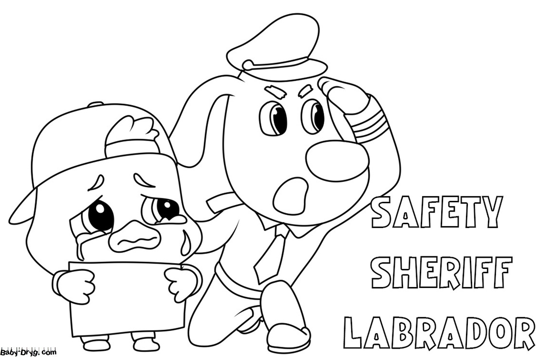 Sheriff Labrador cartoon Coloring Page | Coloring Sheriff Labrador