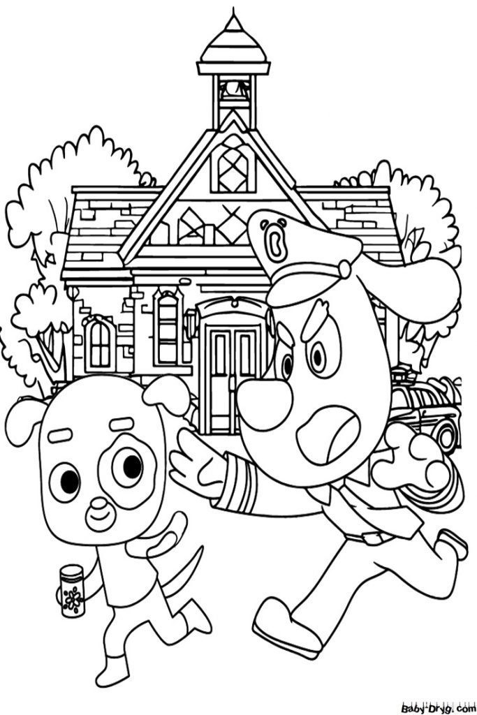 Sheriff Labrador Crime Scene Coloring Page | Coloring Sheriff Labrador