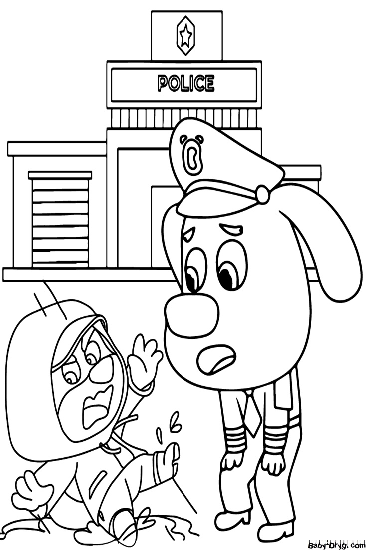 Sheriff Labrador Detective Work Coloring Page | Coloring Sheriff Labrador