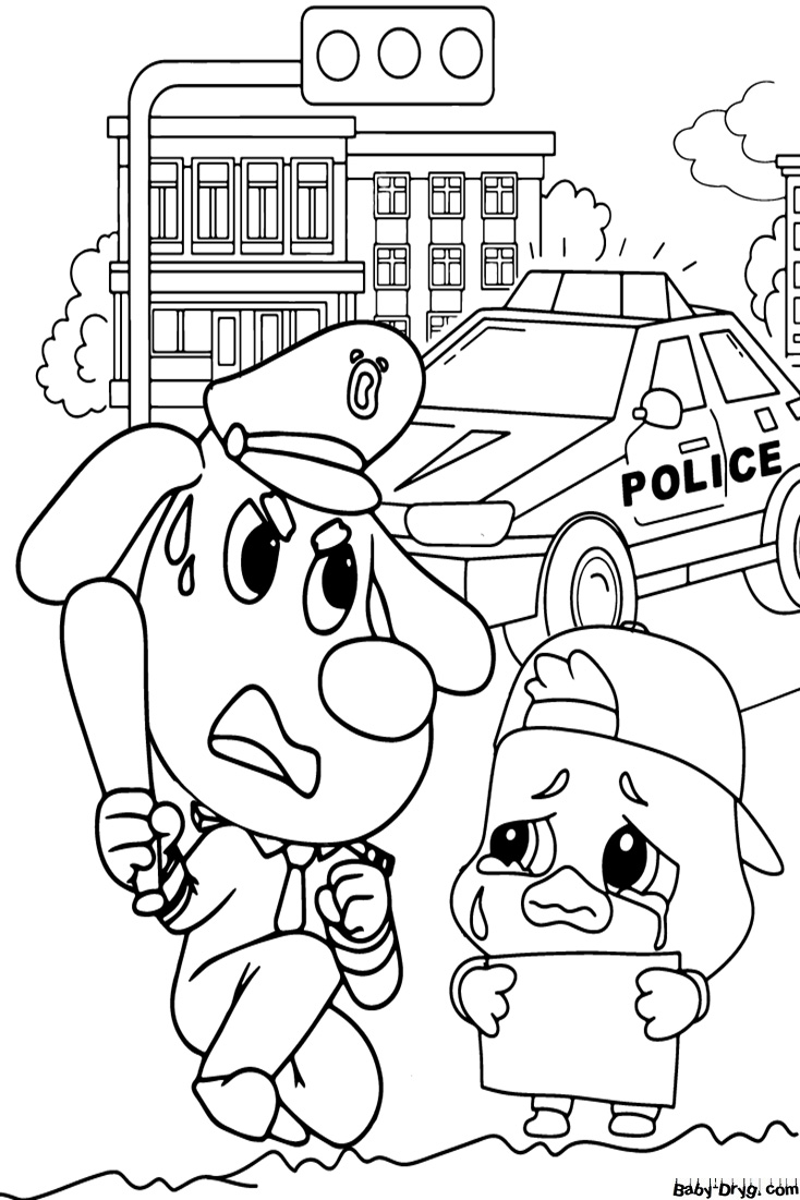 Sheriff Labrador in Action Coloring Page | Coloring Sheriff Labrador