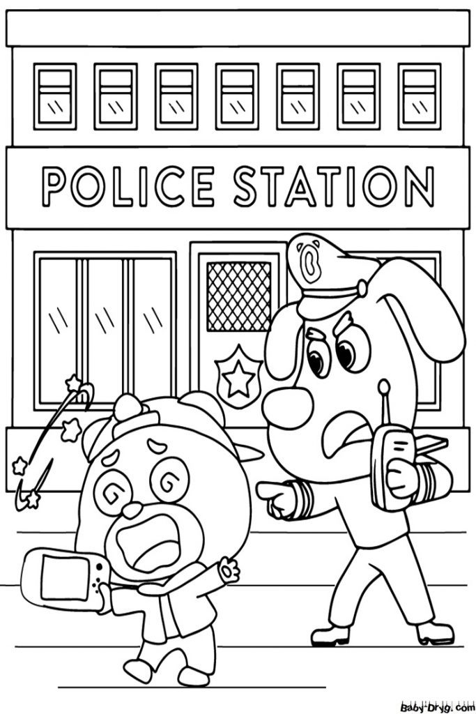 Sheriff Labrador on Duty Coloring Page | Coloring Sheriff Labrador