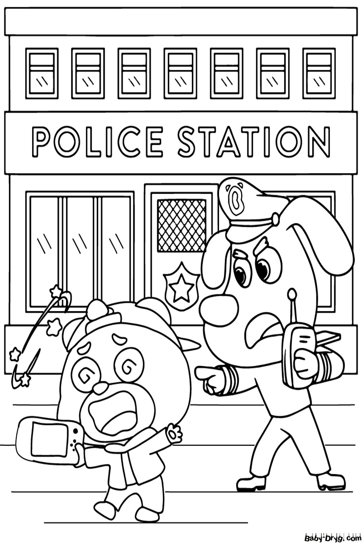 Sheriff Labrador on Duty Coloring Page | Coloring Sheriff Labrador