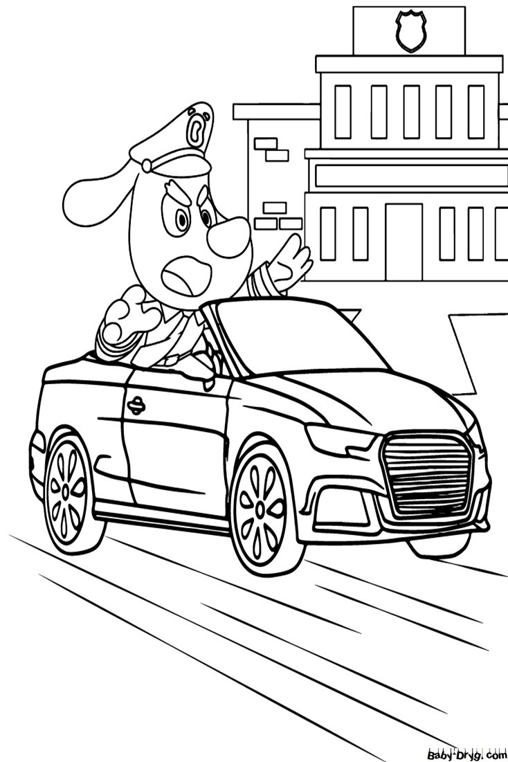 Sheriff Labrador Patrol Scenes Coloring Page | Coloring Sheriff Labrador