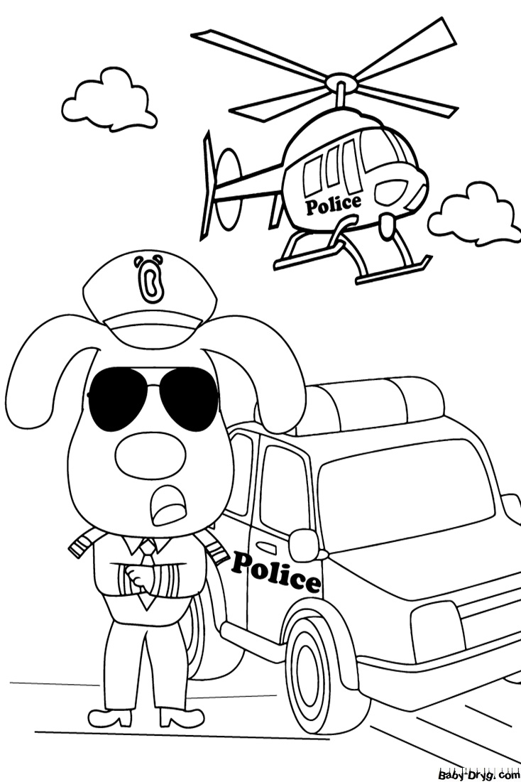 Sheriff Labrador Police Car Coloring Page | Coloring Sheriff Labrador
