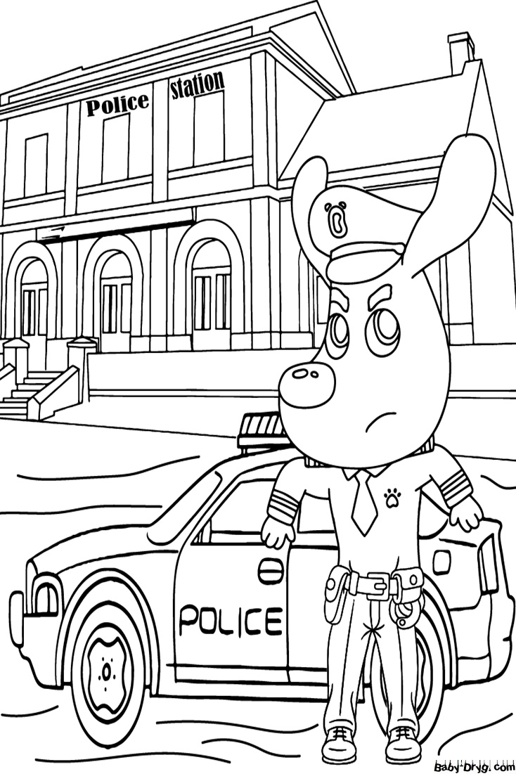 Sheriff Labrador Police Station Coloring Page | Coloring Sheriff Labrador