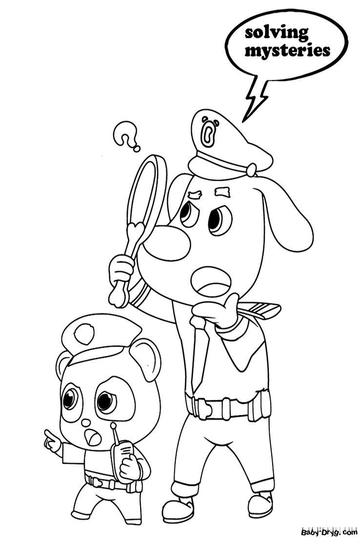 Sheriff Labrador Solving Mysteries Coloring Page | Coloring Sheriff Labrador