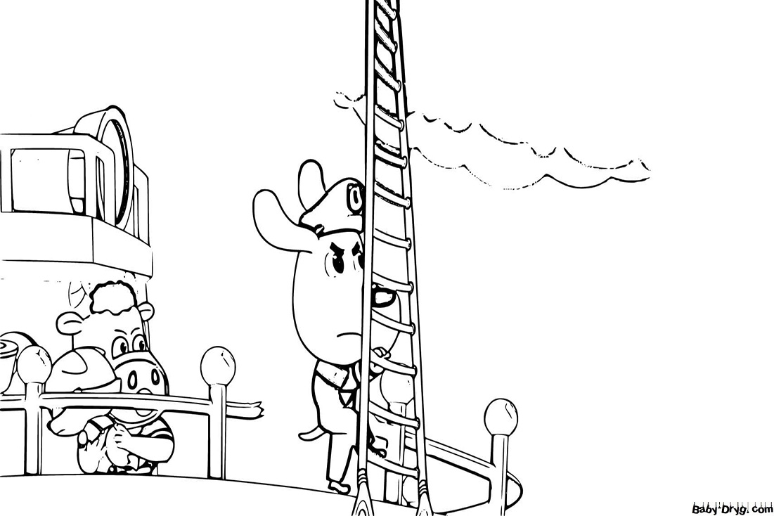 Sheriff Labrador with ladder Coloring Page | Coloring Sheriff Labrador