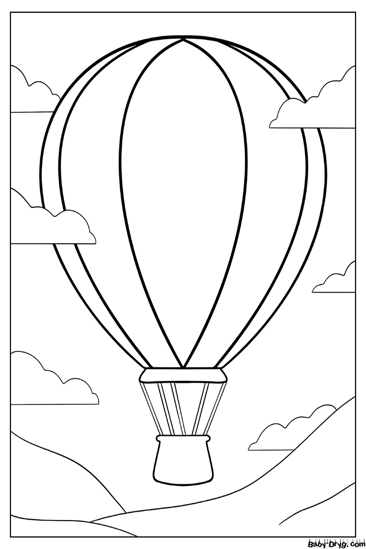 Simple Outline Of a Hot Air Balloon Coloring Page | Coloring Hot Air Balloons