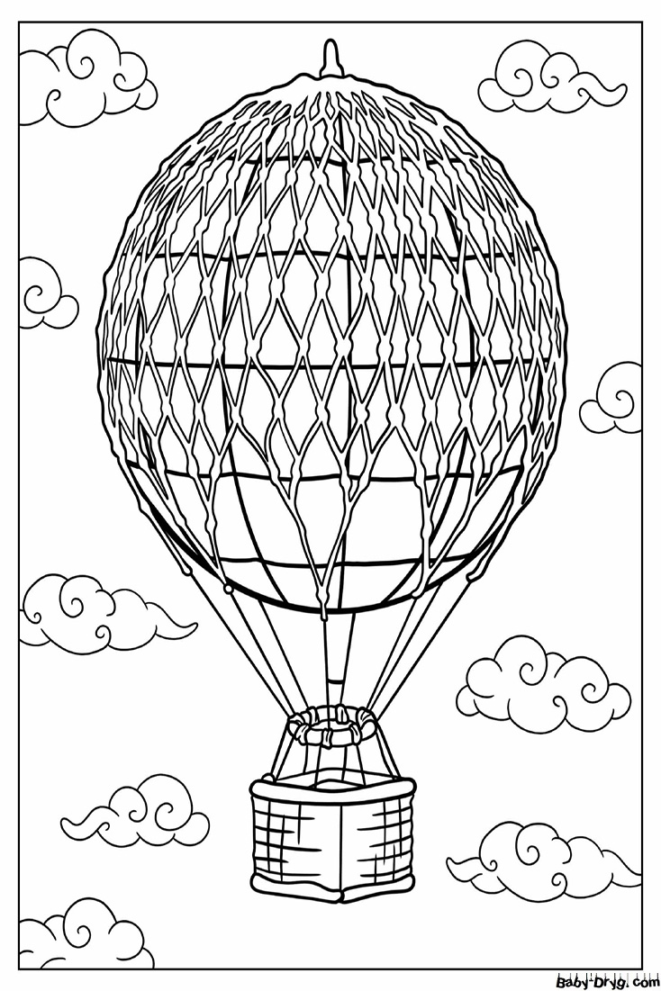 Steam Punk Hot Air Balloon Coloring Page | Coloring Hot Air Balloons