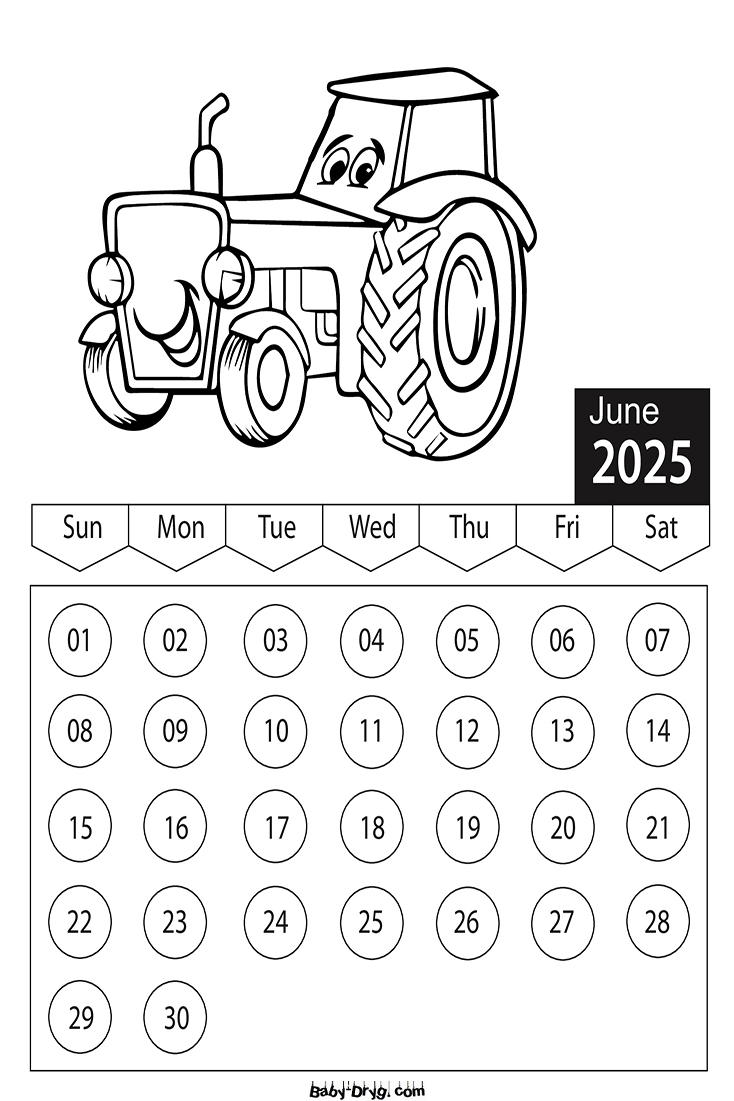 2025 June Cars Coloring Page | Coloring Calendar 2025 year