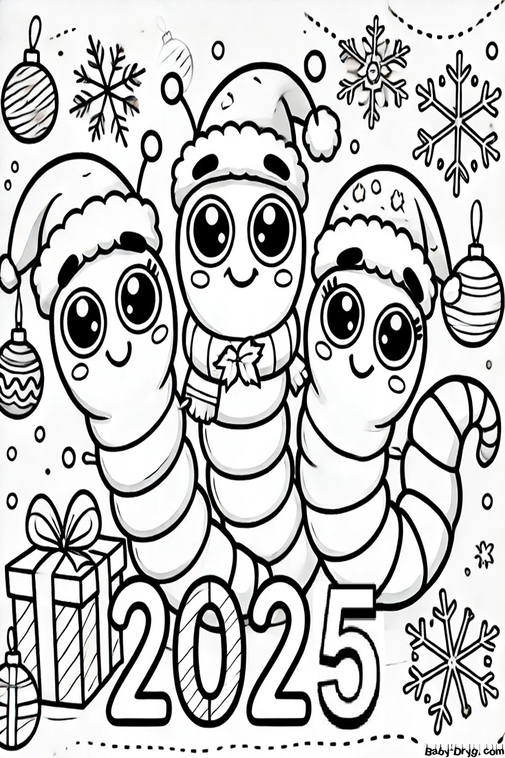 2025 New Year of the Snake Coloring Page | Coloring Year Snake 2025