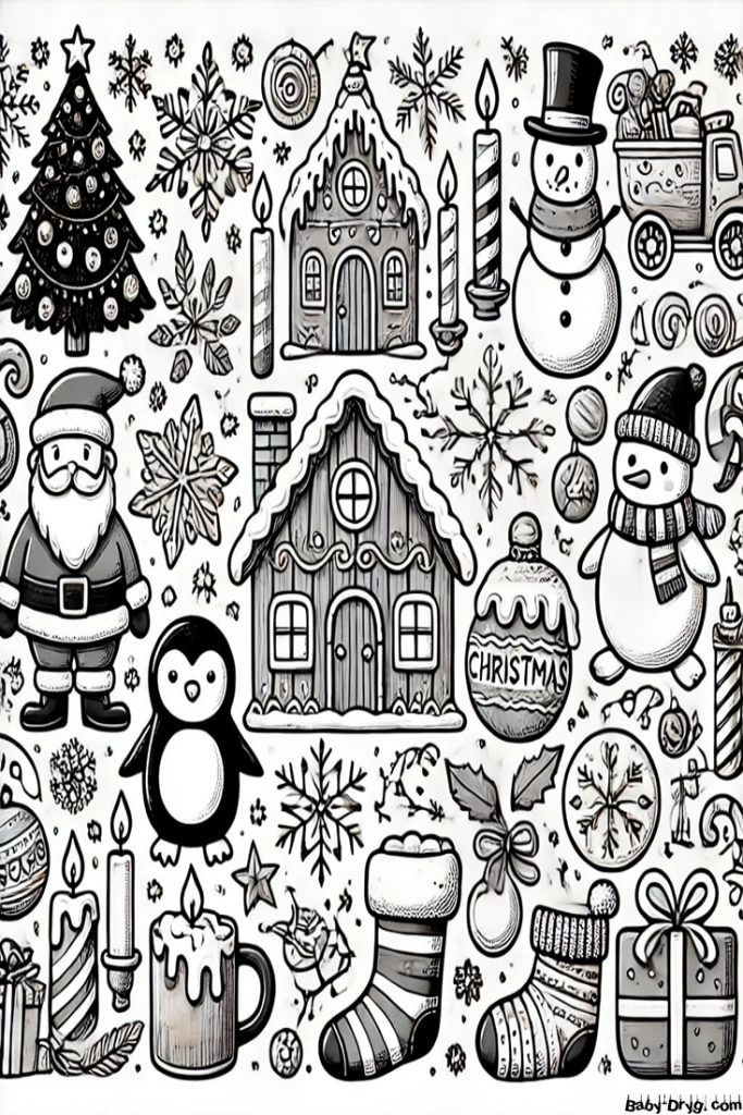 2025 New Year's Eve collage Coloring Page | Coloring Year Snake 2025