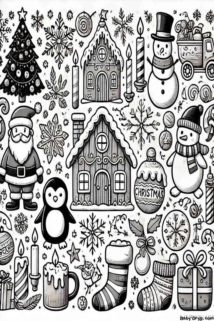 2025 New Year's Eve collage Coloring Page | Coloring Year Snake 2025