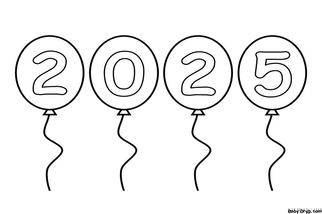 2025 New Year's numbers Coloring Page | Coloring Year Snake 2025