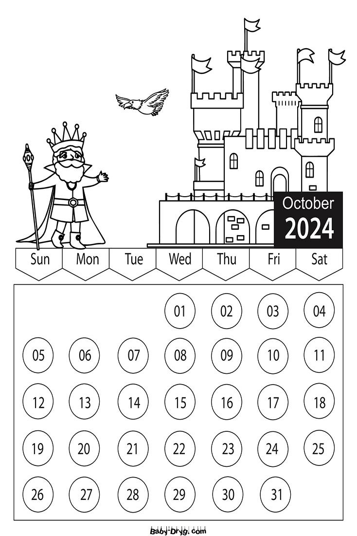 2025 October Children Coloring Book Calendar | Coloring Calendar 2025 year