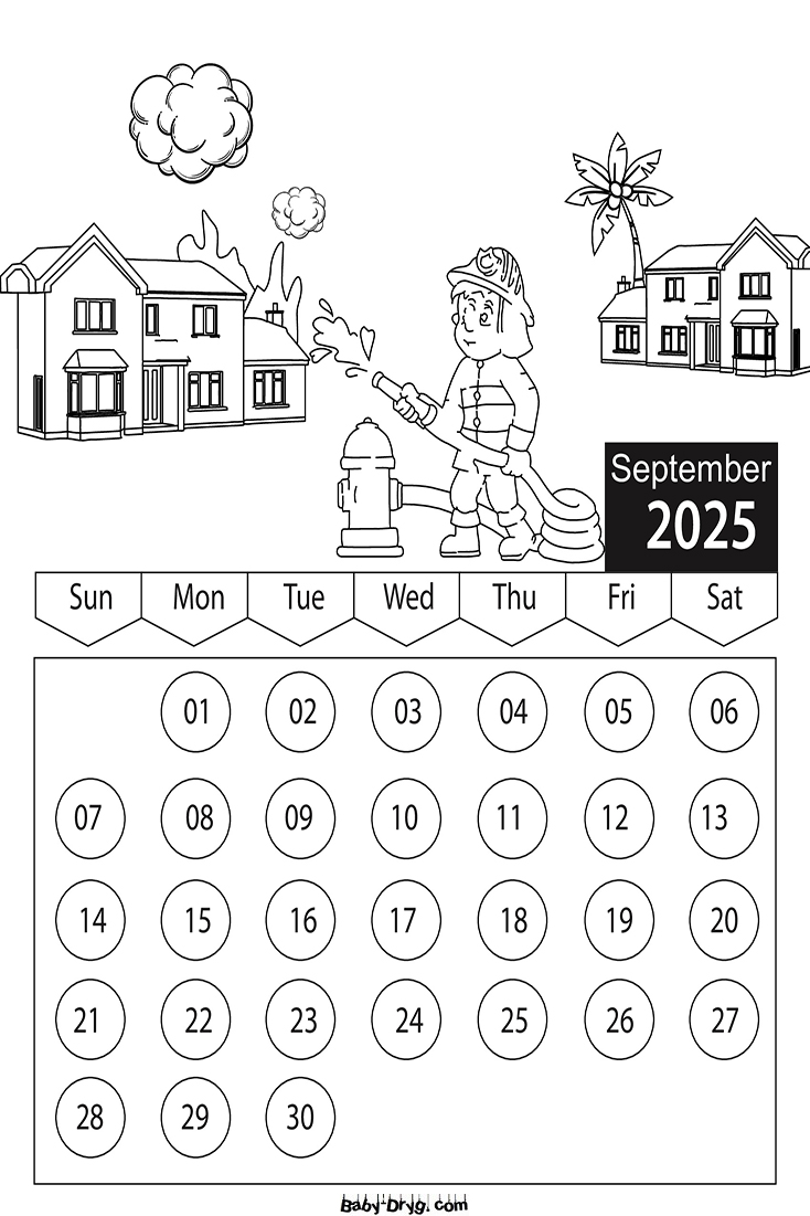 2025 September Children Coloring Book Calendar | Coloring Calendar 2025 year