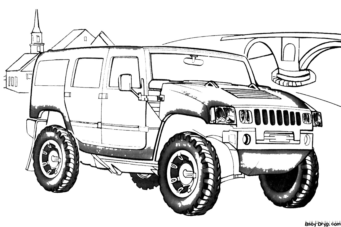 An easy Hummer Coloring Page for the child | Coloring Hummer