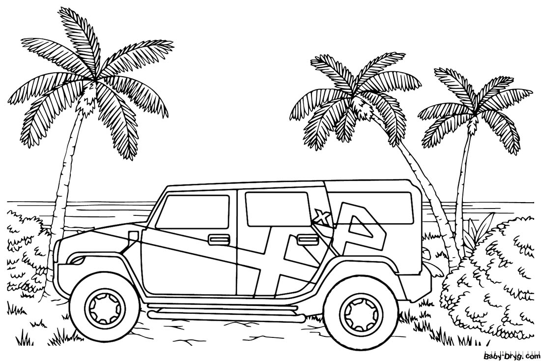 An easy picture of a Hummer for a baby | Coloring Hummer