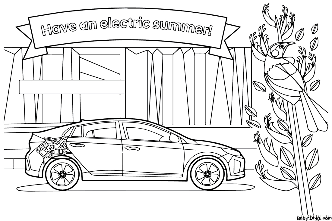 An easy picture of Hyundai for a child | Coloring Hyundai