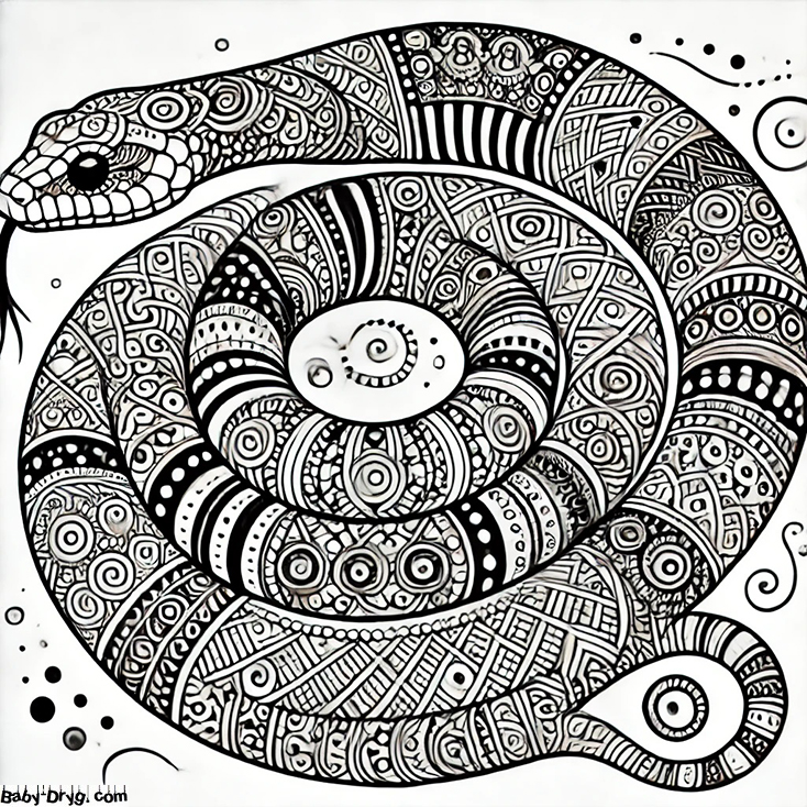 Antistress Snake for New Year 2025 Coloring Page | Coloring Year Snake 2025