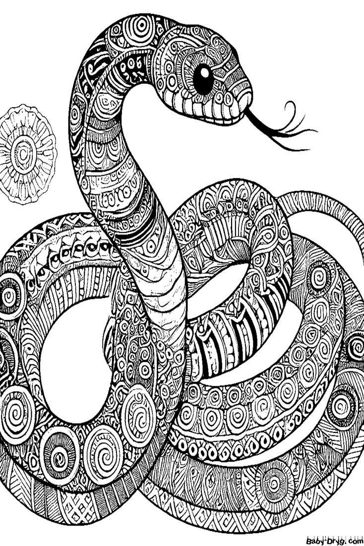 Antistress Snake New Year symbol Coloring Page | Coloring Year Snake 2025