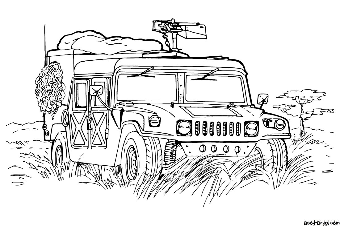 Army Hummer Coloring Page | Coloring Hummer