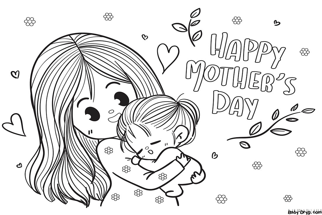 Chibi Mother Day Coloring Page | Coloring Mother's Day