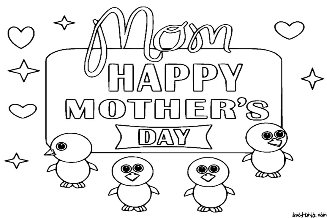 Chicks Wish Happy Mothers Day Coloring Page | Coloring Mother's Day