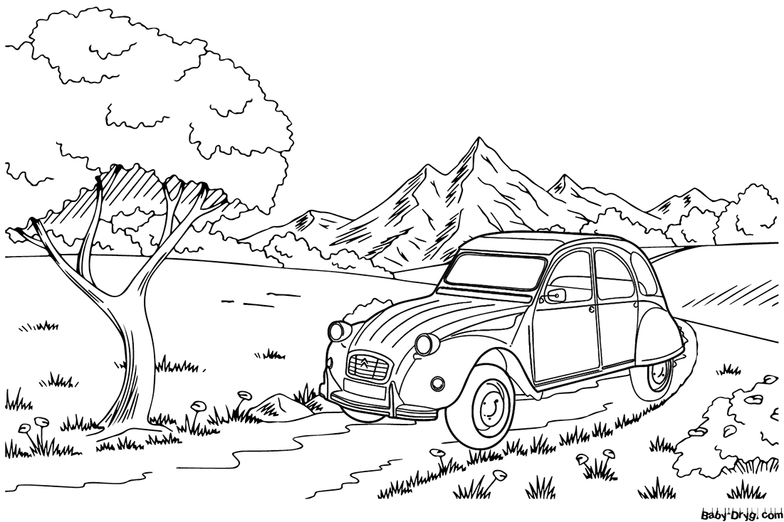 Citroen 2 CV Coloring Page | Coloring Citroën