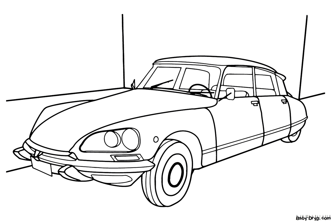 Citroen DS for free Coloring Page | Coloring Citroën