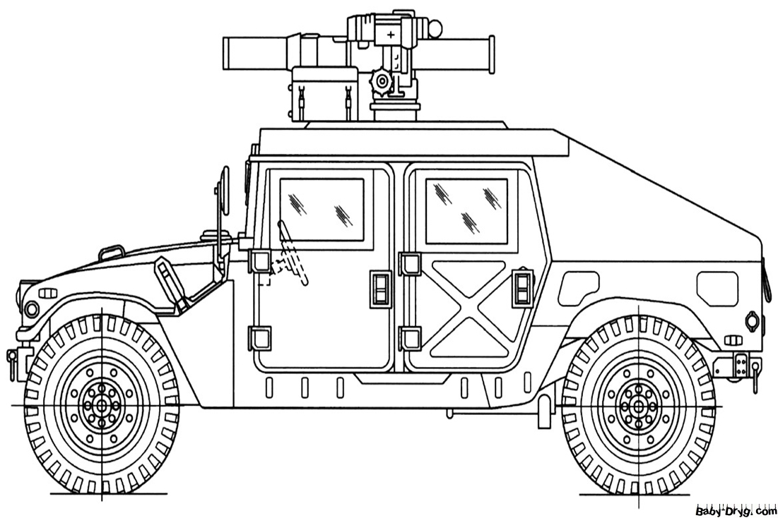 Coloring Page Hummer simple | Coloring Hummer