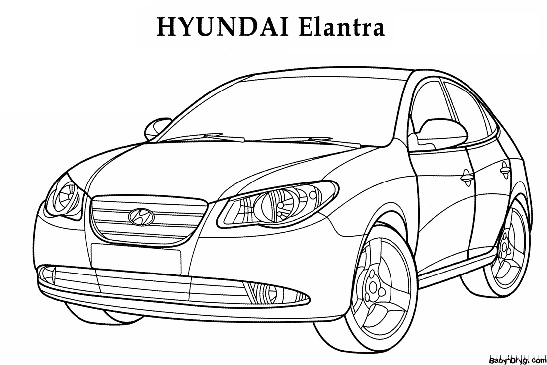 Coloring Page HYUNDAI Elantra | Coloring Hyundai