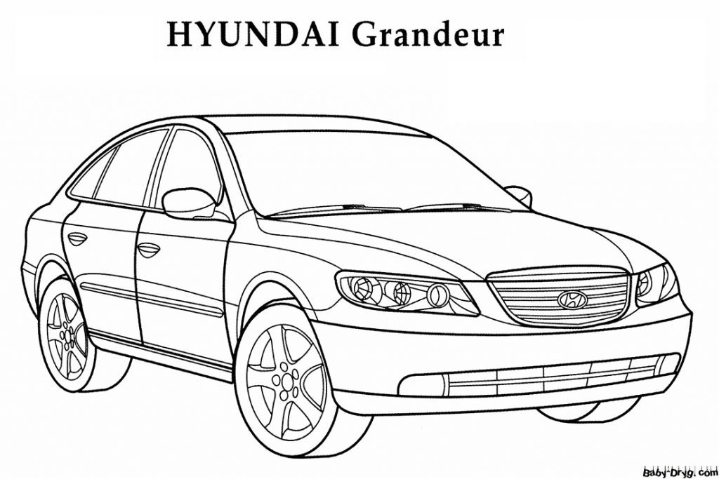 Coloring Page HYUNDAI Grandeur | Coloring Hyundai