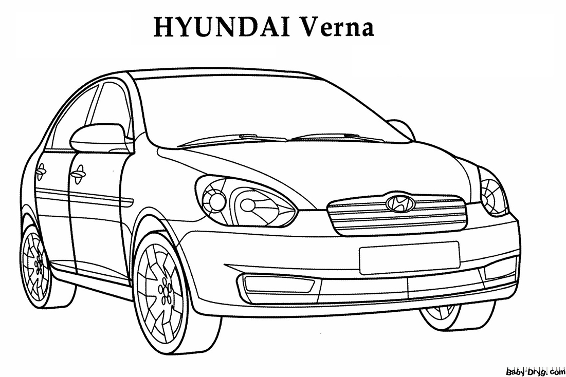 Coloring Page HYUNDAI Verna | Coloring Hyundai