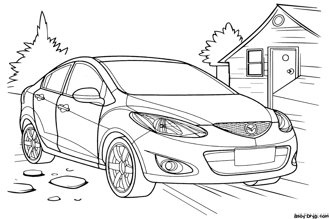 Coloring Page Mazda 2 Sedan | Coloring Mazda