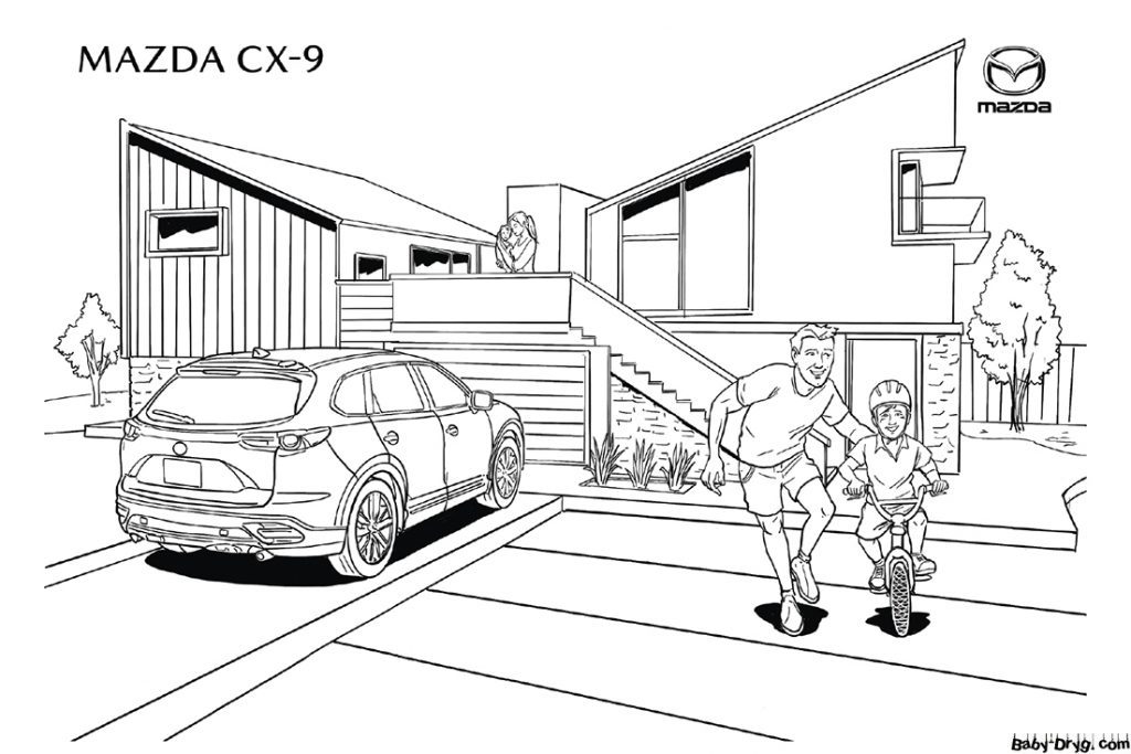 Coloring Page Mazda CX-9 | Coloring Mazda
