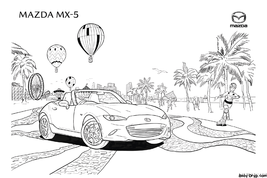 Coloring Page Mazda MX-5 | Coloring Mazda