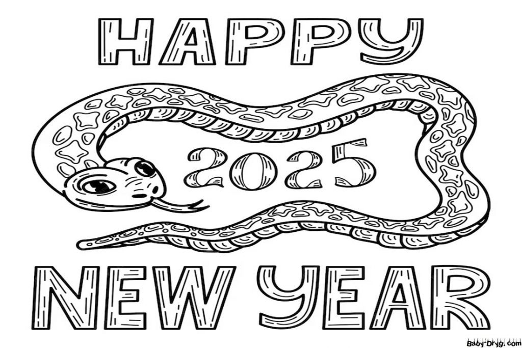 Drawing Year of the Snake 2025 | Coloring Year Snake 2025