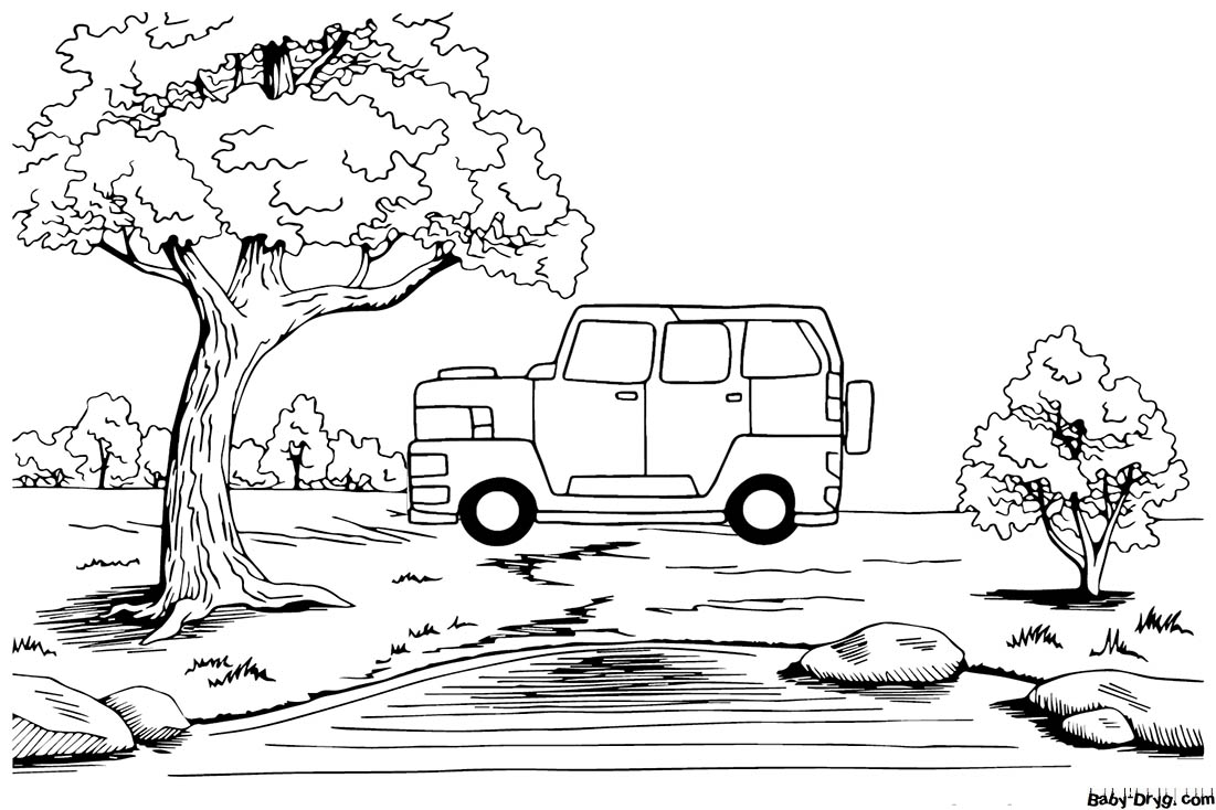 Easy Coloring Page Hummer | Coloring Hummer