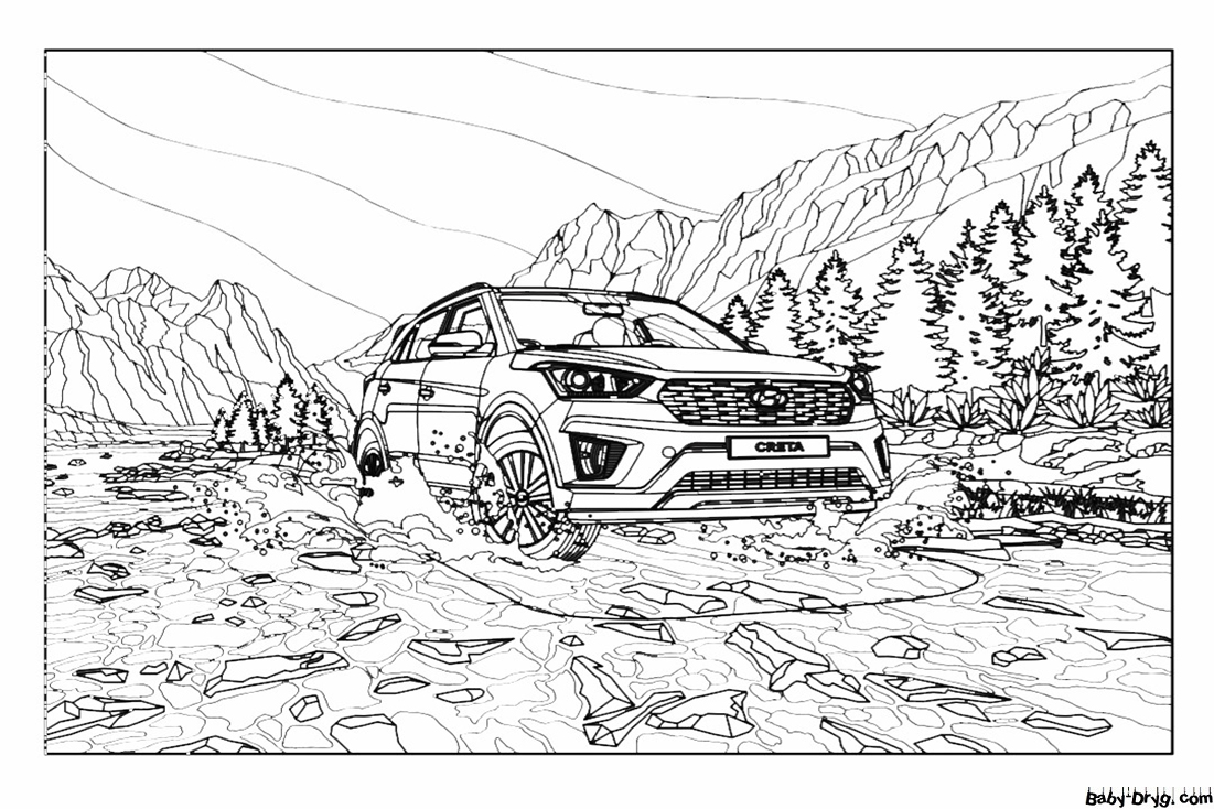 Easy Hyundai Coloring Page for a child | Coloring Hyundai