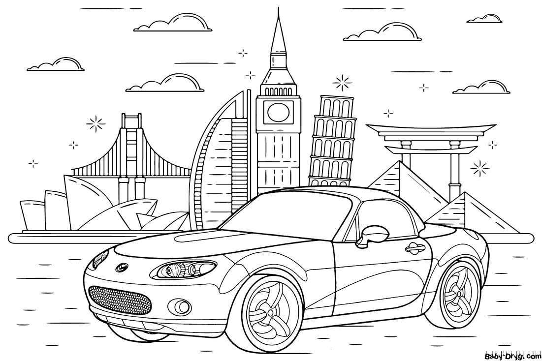 Easy Mazda picture for the kid | Coloring Mazda