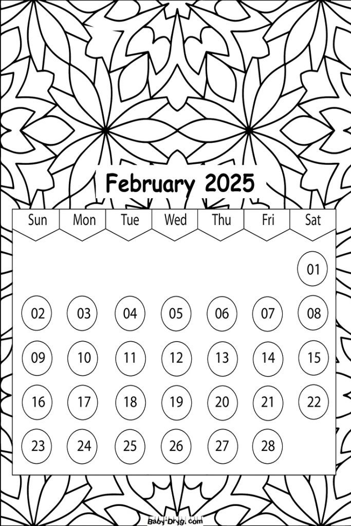 February 2025 Calendar | Coloring Calendar 2025 year