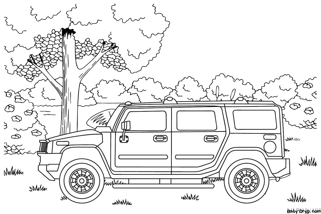 Free Coloring Page Hummer Car | Coloring Hummer