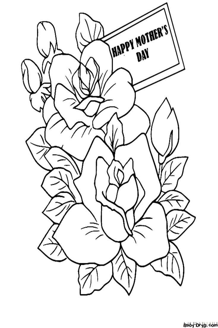 Happy Mothers Day And Flowers Coloring Page | Coloring Mother's Day
