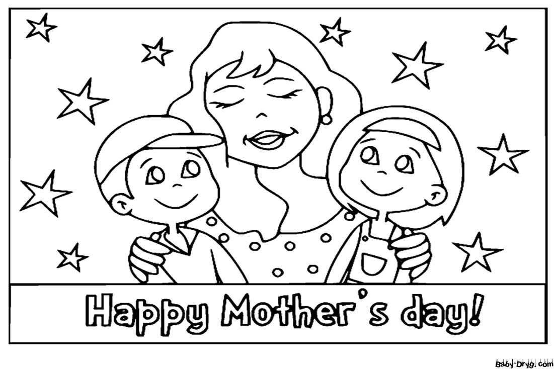 Happy Mothers Day Landscape Card Coloring Page | Coloring Mother's Day