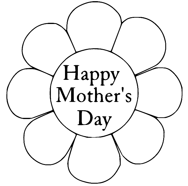 Happy Mothers Day With A Flower Coloring Page | Coloring Mother's Day