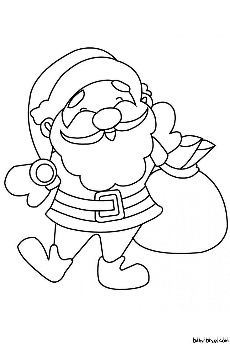 Happy Santa Claus Coloring Page | Coloring Year Snake 2025